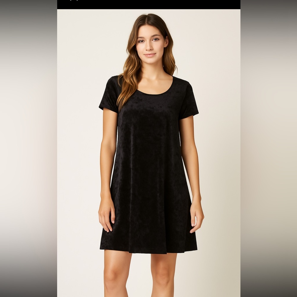 Socialite Crushed Velvet Black Holiday Party Ready Cocktail Dress Medium